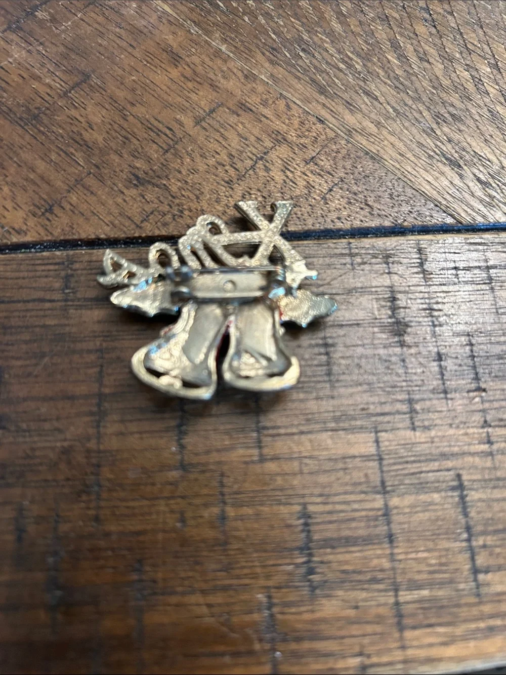 Festive Red Bells Xmas Brooch